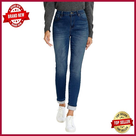 Denim - Fleece Lined Skinny Jeans High Waisted Winter Warm Denim Pants
